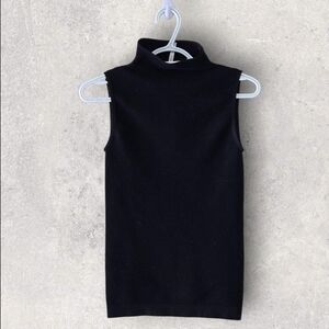 Babaton Black Ribbed Knit Mockneck Sleeveless Top